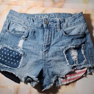 American flag high waisted jean shorts